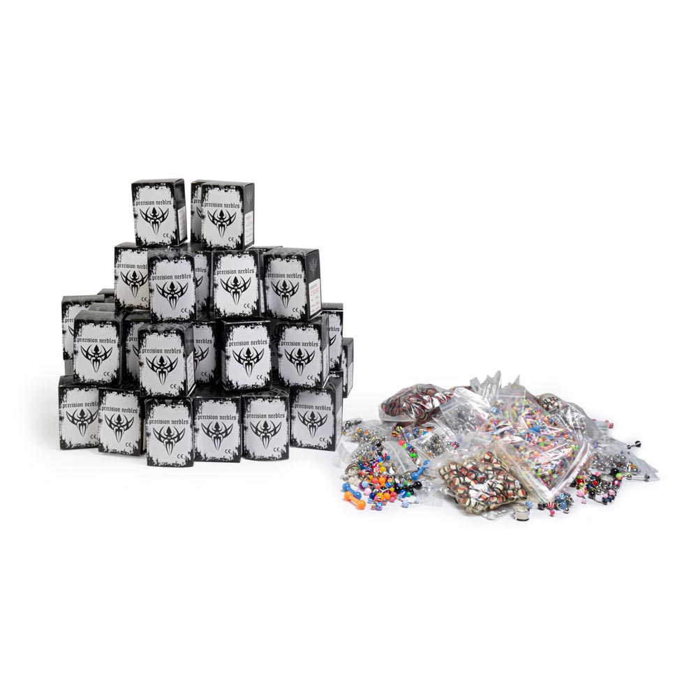 Piercing Practice Bundle Kit — Precision Piercing Needles and Assorted Body Jewelry - Painful Pleasures