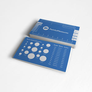 Painful Pleasures Body Jewelry Measuring Card — 2" x 3.5" — Price Per 1