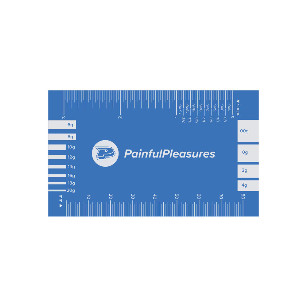 Painful Pleasures Body Jewelry Measuring Card — 2" x 3.5" — Price Per 1