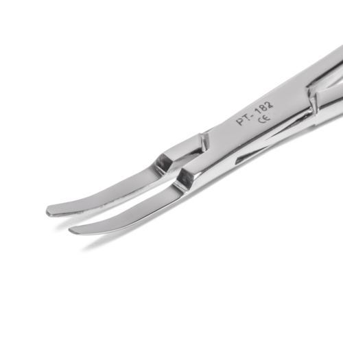 Curved 5.5" Stainless Steel Kelly Forceps with Flat Tip