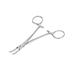 Curved 5.5" Stainless Steel Kelly Forceps with Flat Tip