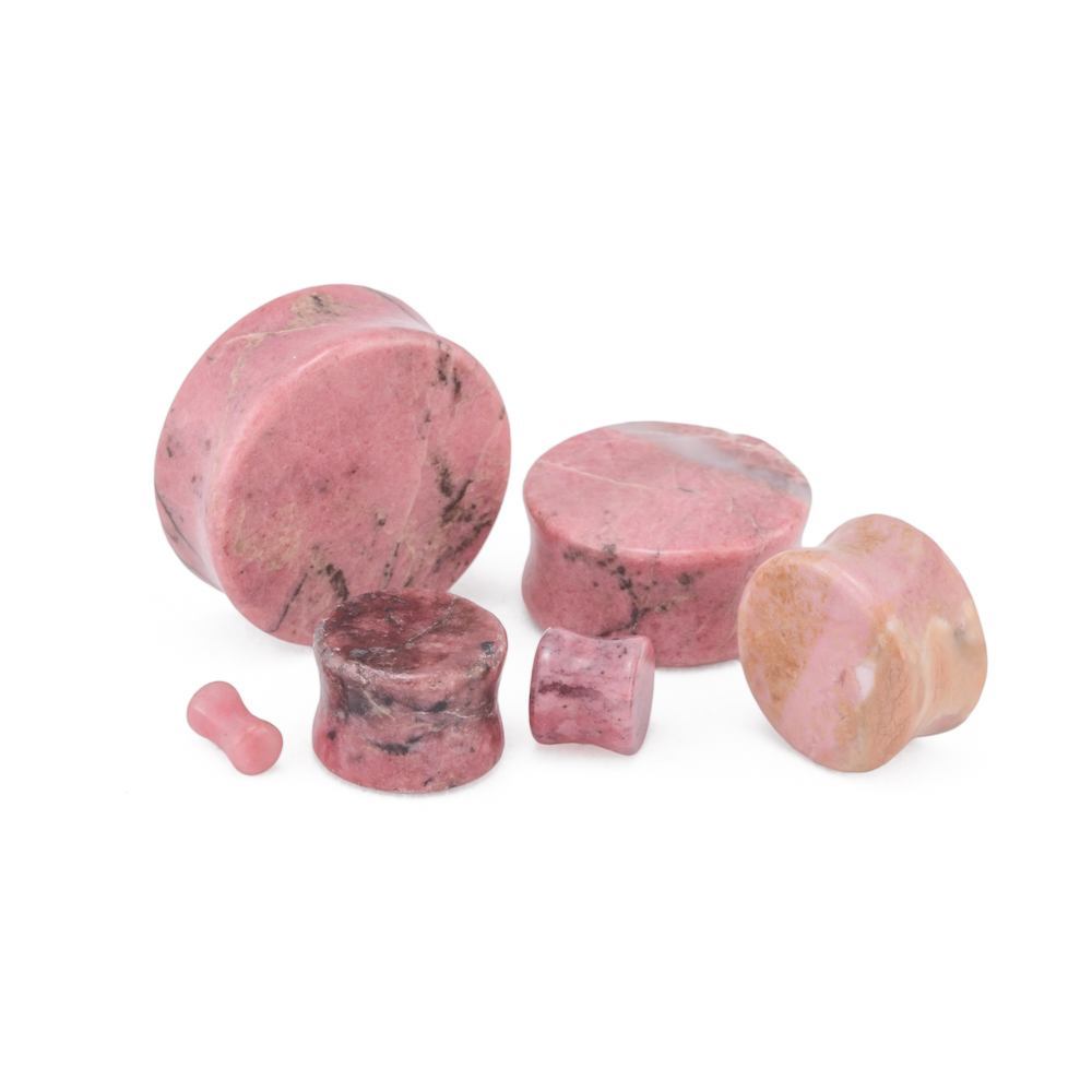 Rhodonite Stone Double Flare Plugs 10g - 1" - Price Per 1