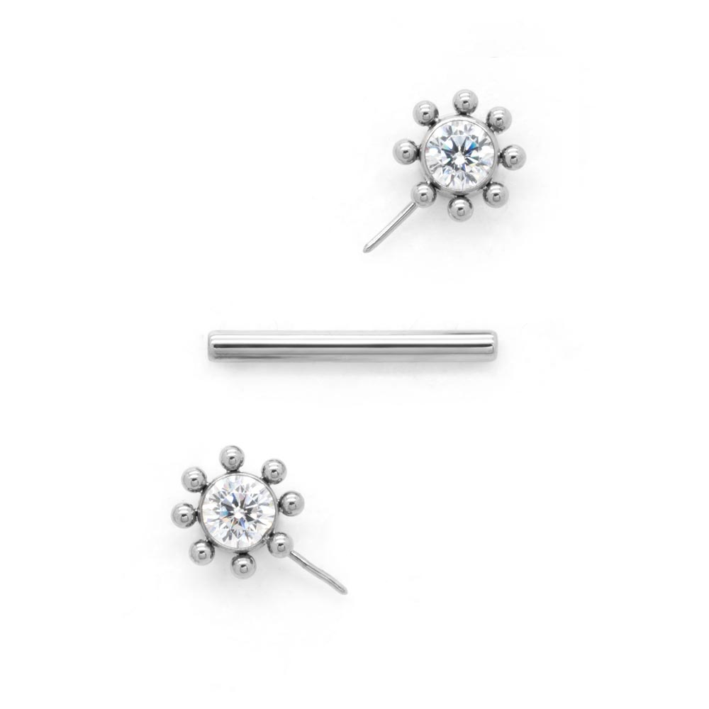 Sun Burst Titanium Nipple Barbell - Threadless