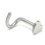 18G STEEL HEART NOSTRIL SCREW NOSE RINGS