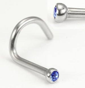 20g Bezel Set Screw Nose Jewelry Martini Setting - Right Bend