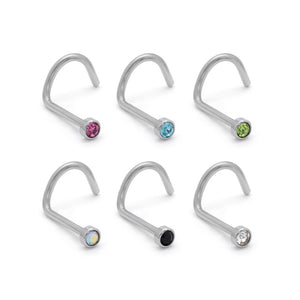 20g Bezel Set Flat Back Jeweled Nose Screw