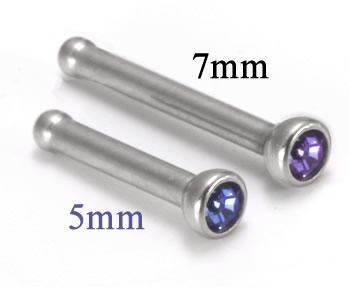 18g Bezel Set Jeweled Nose Bone (5mm) Jewelry Martini Glass Style