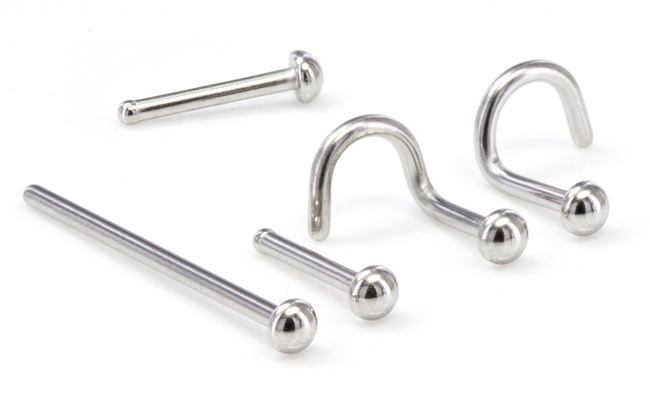 18g Steel Nose Screw, Bone, Fishtail Dome - Nose Body Jewelry