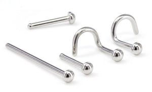 18g Steel Nose Screw, Bone, Fishtail Dome - Nose Body Jewelry