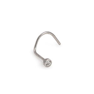 Bezel-Set Gem Titanium Nostril Screw - Right Bend