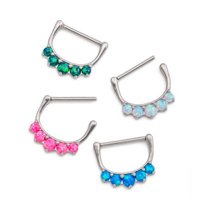14g Five Opal Steel Nipple Clicker — Price Per 1