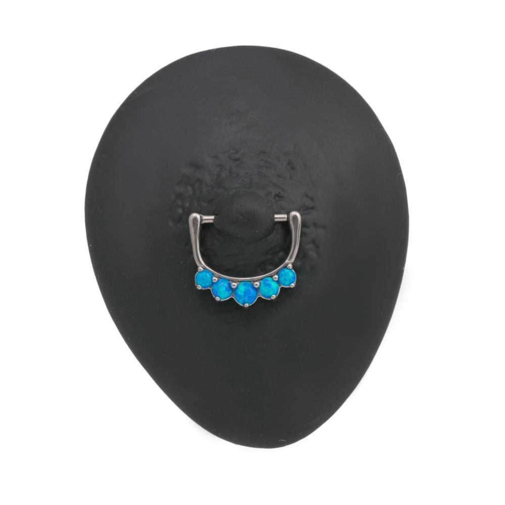 14g Five Opal Steel Nipple Clicker — Price Per 1