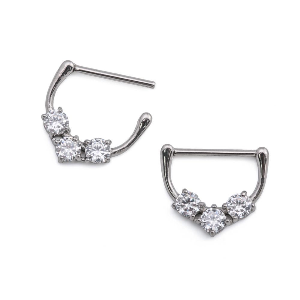 14g Trinity Crystal Steel Nipple Clicker