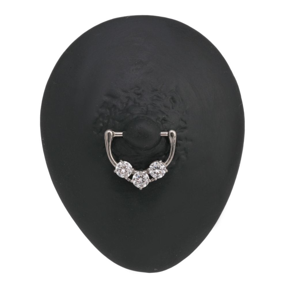 14g Trinity Crystal Steel Nipple Clicker