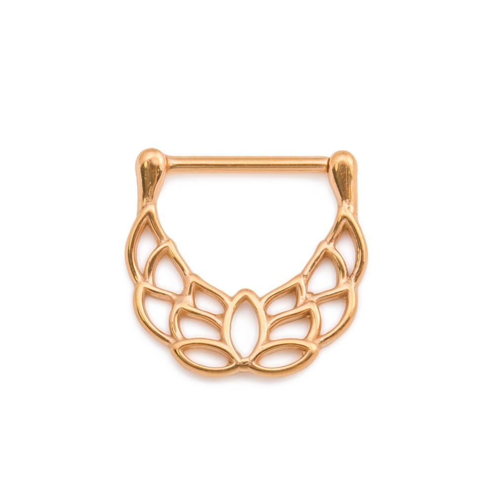 14g Spreading Wings Gold Plated Steel Nipple Clicker — Price Per 1