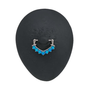 14g Seven Opal V-Shaped Steel Nipple Clicker