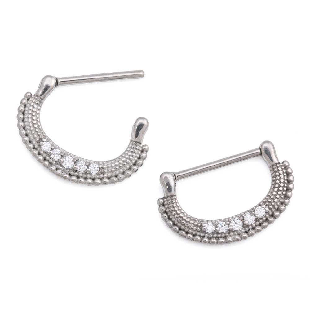 14g Micron Bead Crystal Jewel Steel Nipple Clicker