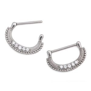 14g Micron Bead Crystal Jewel Steel Nipple Clicker