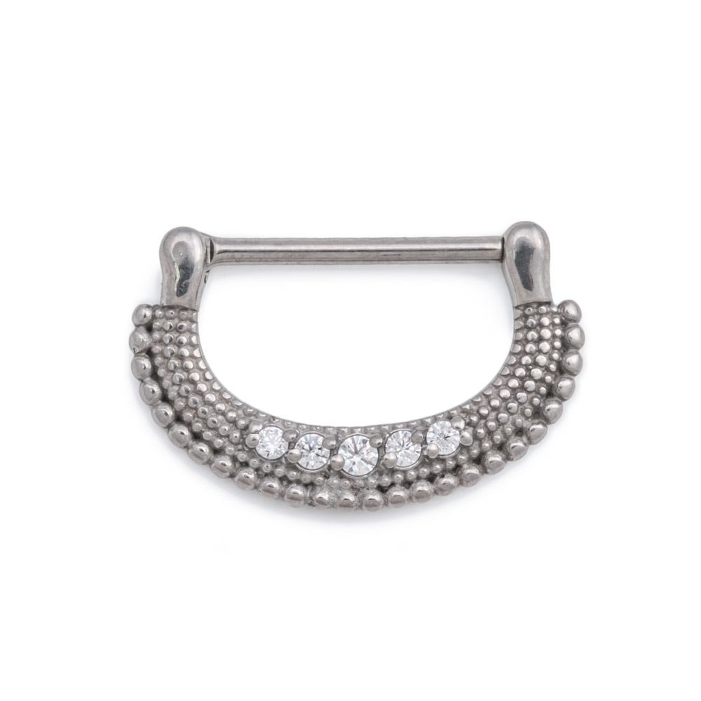 14g Micron Bead Crystal Jewel Steel Nipple Clicker