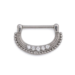 14g Micron Bead Crystal Jewel Steel Nipple Clicker