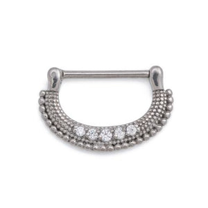 14g Micron Bead Crystal Jewel Steel Nipple Clicker