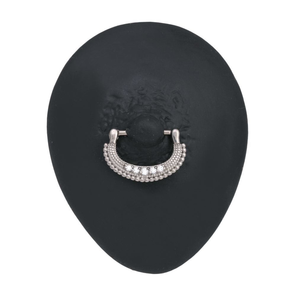 14g Micron Bead Crystal Jewel Steel Nipple Clicker