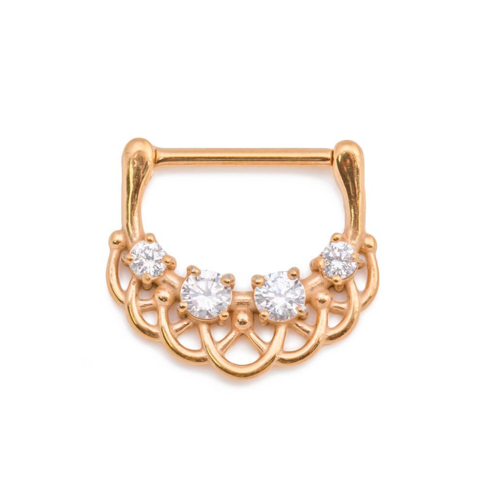 14g Woven Crystals Gold Plated Steel Nipple Clicker — Price Per 1