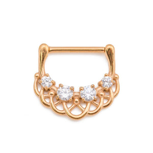 14g Woven Crystals Gold Plated Steel Nipple Clicker — Price Per 1