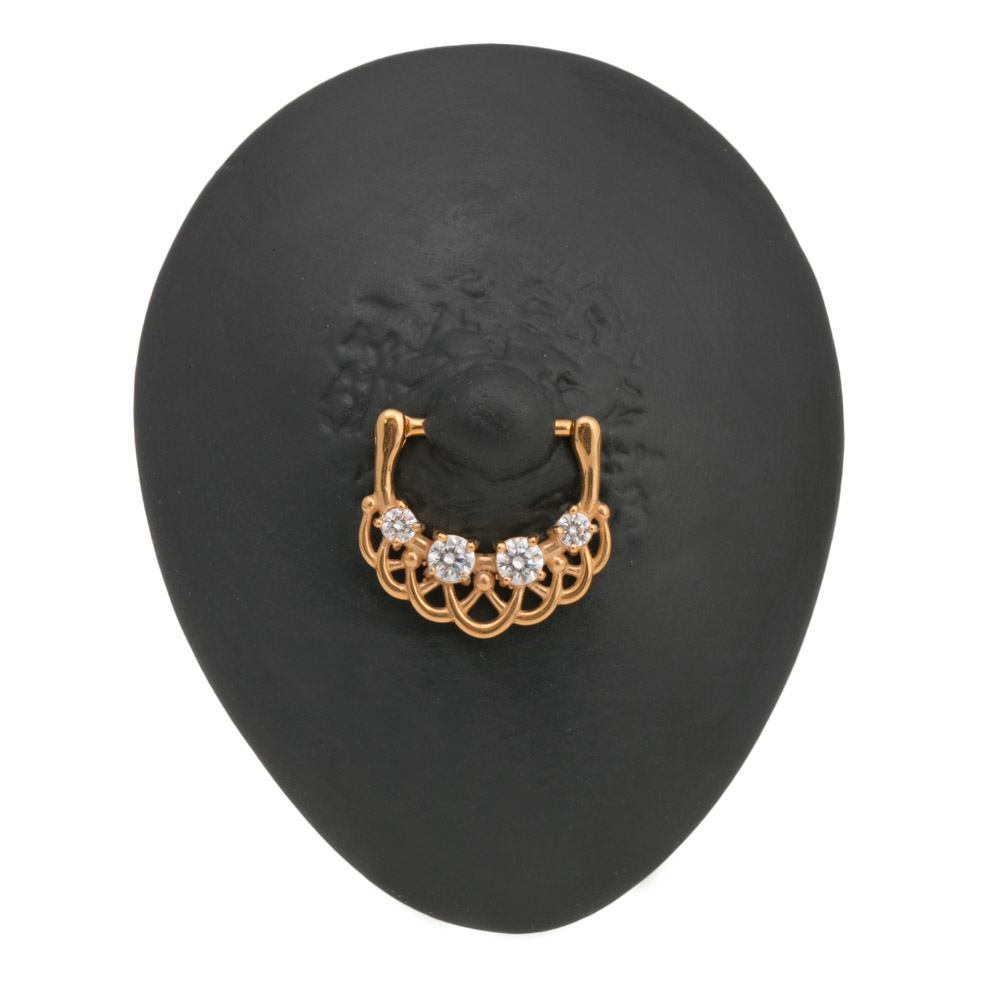 14g Woven Crystals Gold Plated Steel Nipple Clicker — Price Per 1