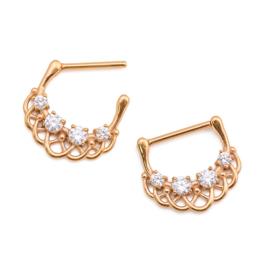 14g Woven Crystals Gold Plated Steel Nipple Clicker — Price Per 1