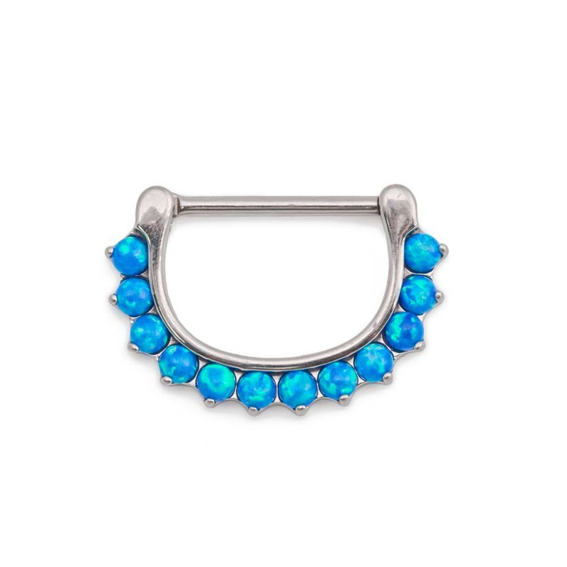 14g Twelve Opal Steel Nipple Clicker