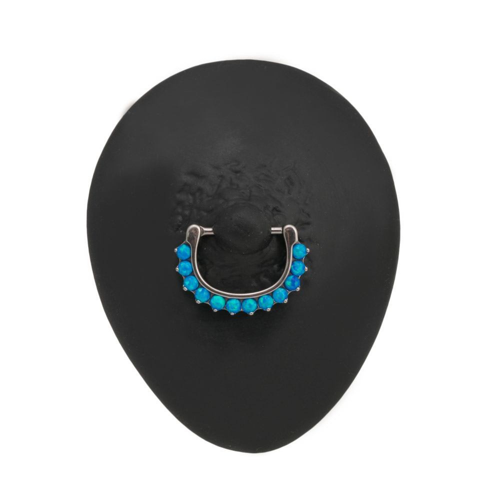 14g Twelve Opal Steel Nipple Clicker