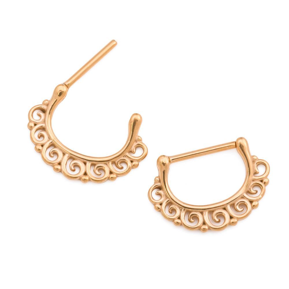 14g Spiraling PVD Gold Steel Nipple Clicker — Price Per 1
