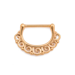 14g Spiraling PVD Gold Steel Nipple Clicker — Price Per 1