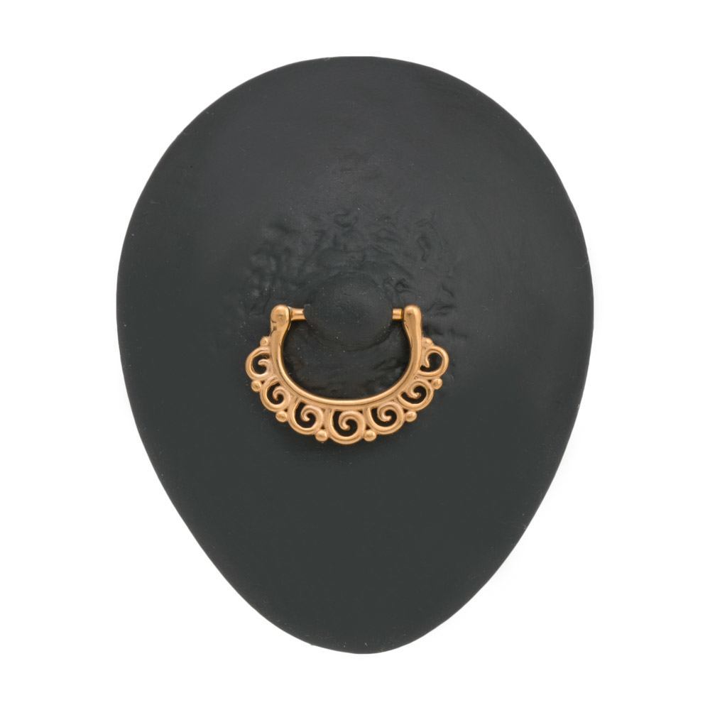 14g Spiraling PVD Gold Steel Nipple Clicker — Price Per 1