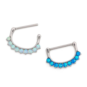 14g Nine Opal Steel Nipple Clicker