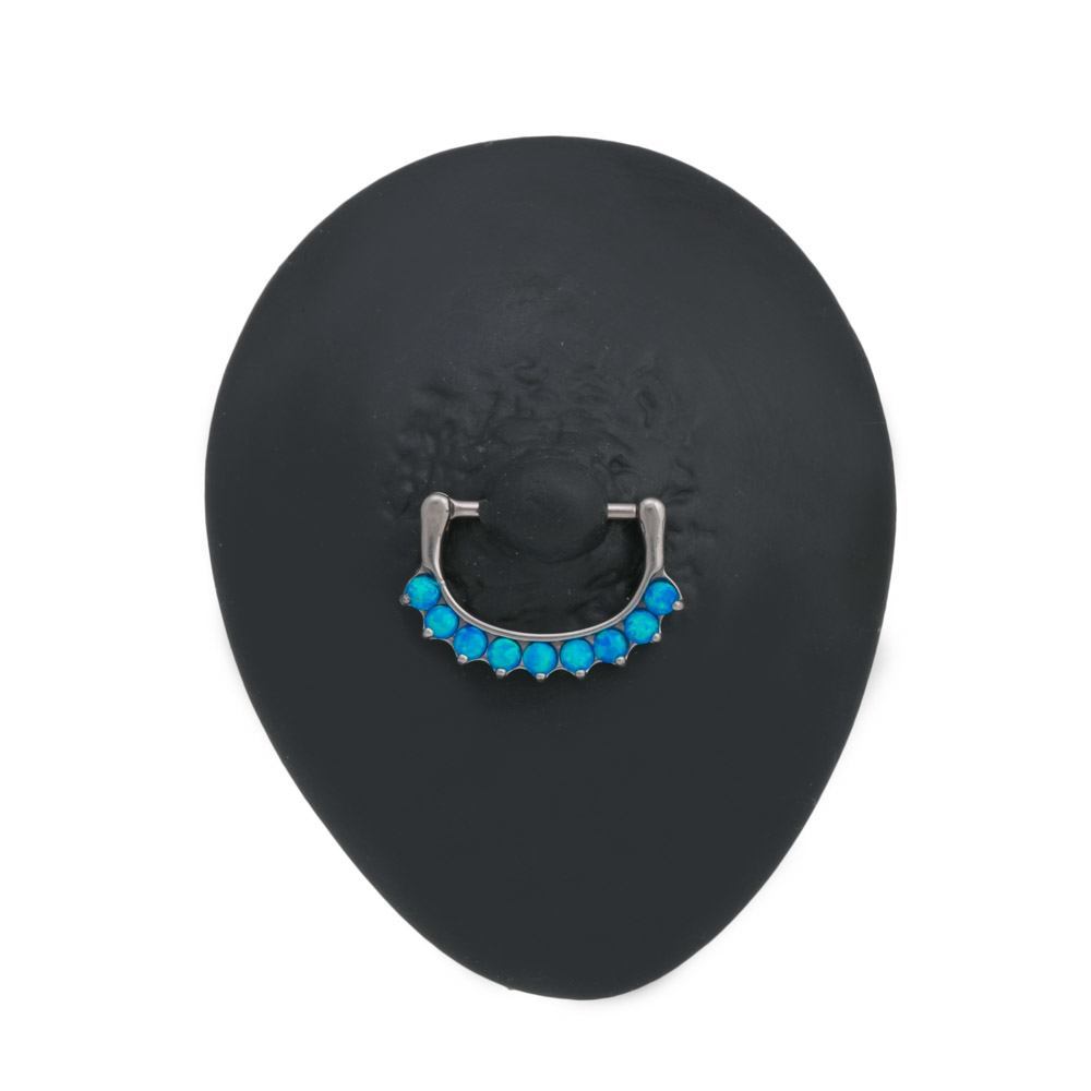 14g Nine Opal Steel Nipple Clicker