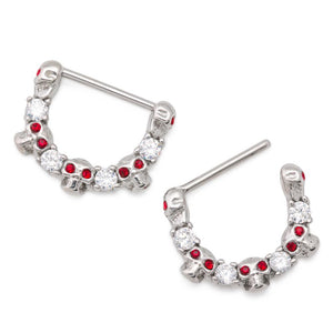 14g Skull Steel Nipple Clicker with Crystals — Price Per 1