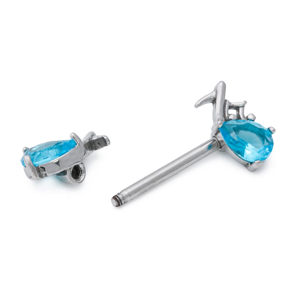 14g 9/16” Aqua Jeweled Musical Note Steel Nipple Barbell — Price Per 1
