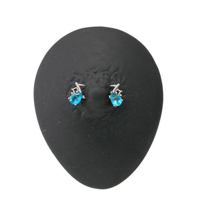 14g 9/16” Aqua Jeweled Musical Note Steel Nipple Barbell — Price Per 1