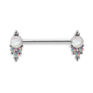 Gem & Bead Cluster Titanium Nipple Barbell