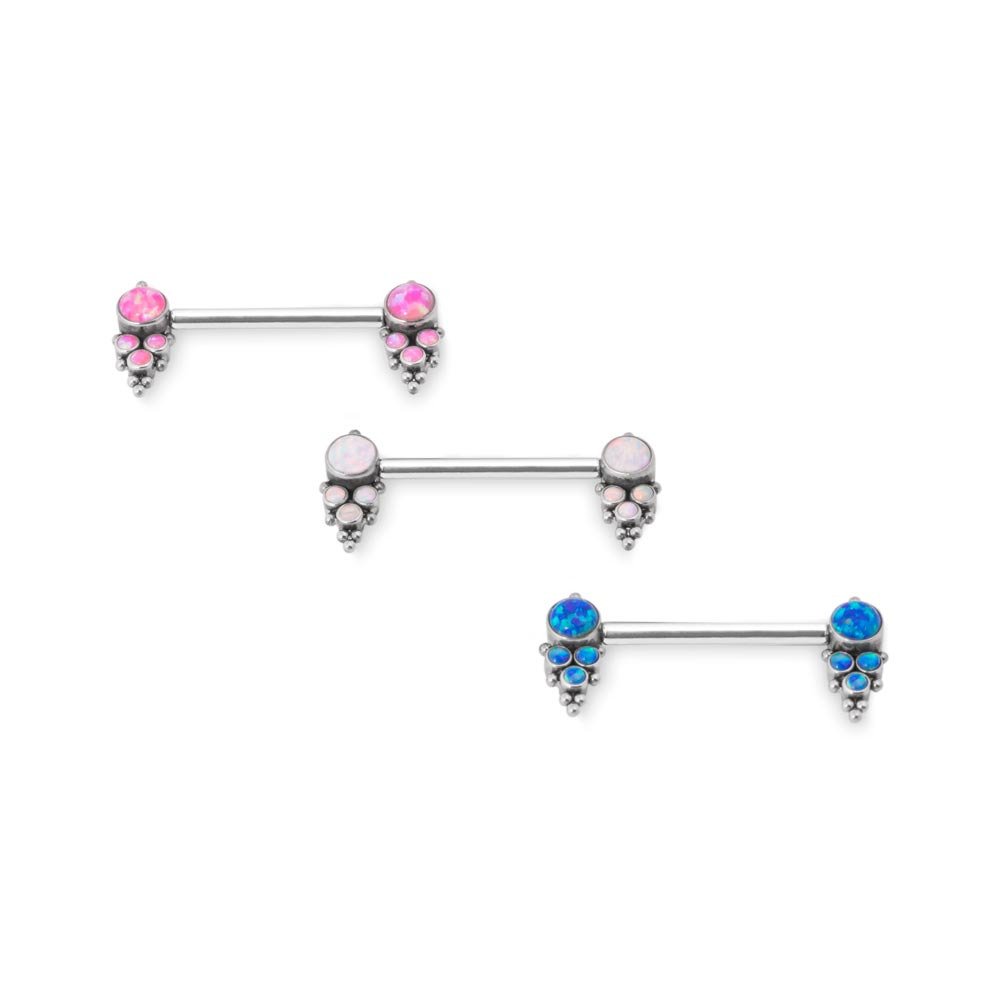 Gem & Bead Cluster Titanium Nipple Barbell