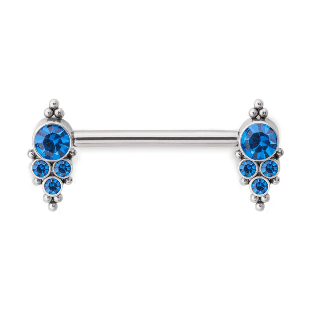 Gem & Bead Cluster Titanium Nipple Barbell