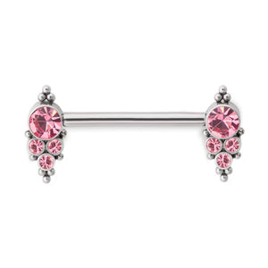 Gem & Bead Cluster Titanium Nipple Barbell