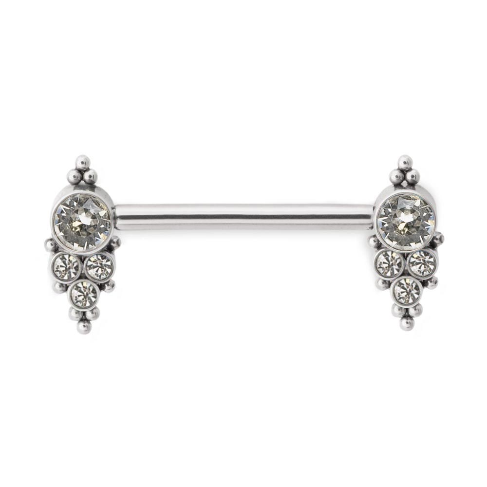 Gem & Bead Cluster Titanium Nipple Barbell