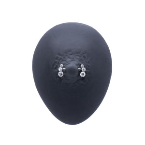 Three-Gem Cluster Nipple Barbell - Threadless