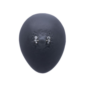 Three-Gem Cluster Nipple Barbell - Threadless