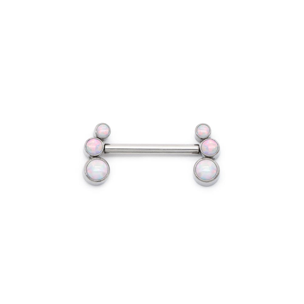 White Opal Cluster Titanium Nipple Barbell - Threadless