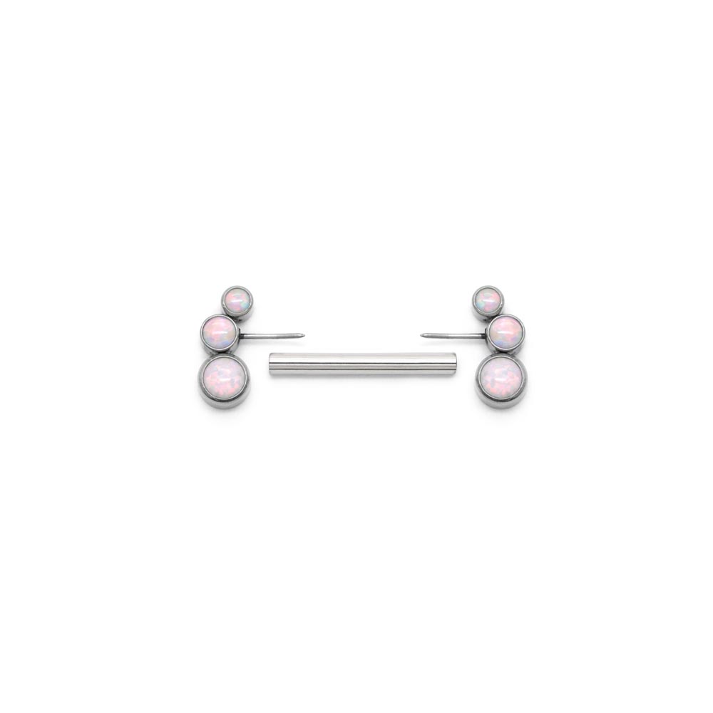 White Opal Cluster Titanium Nipple Barbell - Threadless