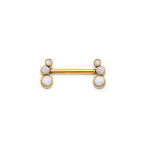 White Opal Cluster Titanium Nipple Barbell - Threadless